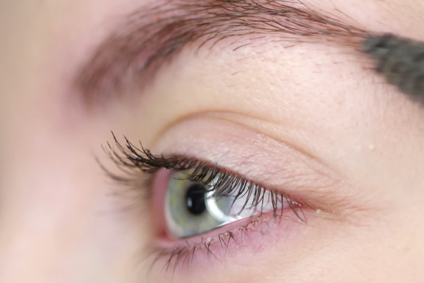 Close-up of a natural brow with no heavy product